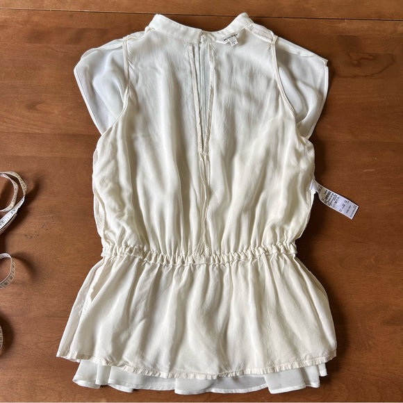 MOUSSY Chiffon Cinched Waist Blouse Ivory - Picture 2 of 13